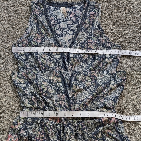 Raga blue pink floral & metallic sleeveless v neck lightweight jumpsuit XS - Picture 11 of 13